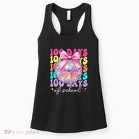 Groovy 100 Days Of School Disco Coquette Bow Teacher Women's Tank Top thumb 0