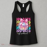 Groovy 100 Days Of School Disco Coquette Bow Teacher Women's Tank Top thumb 3