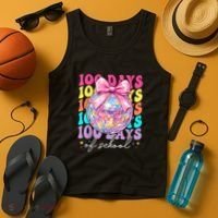 Groovy 100 Days Of School Disco Coquette Bow Teacher Tank Top thumb 4
