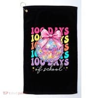 Groovy 100 Days Of School Disco Coquette Bow Teacher Golf Towel thumb 0