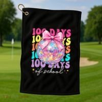 Groovy 100 Days Of School Disco Coquette Bow Teacher Golf Towel thumb 1