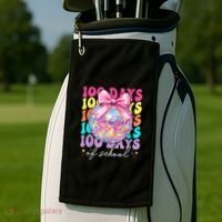 Groovy 100 Days Of School Disco Coquette Bow Teacher Golf Towel thumb 2