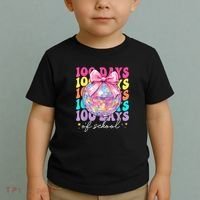 Groovy 100 Days Of School Disco Coquette Bow Teacher Toddler T-Shirt thumb 2
