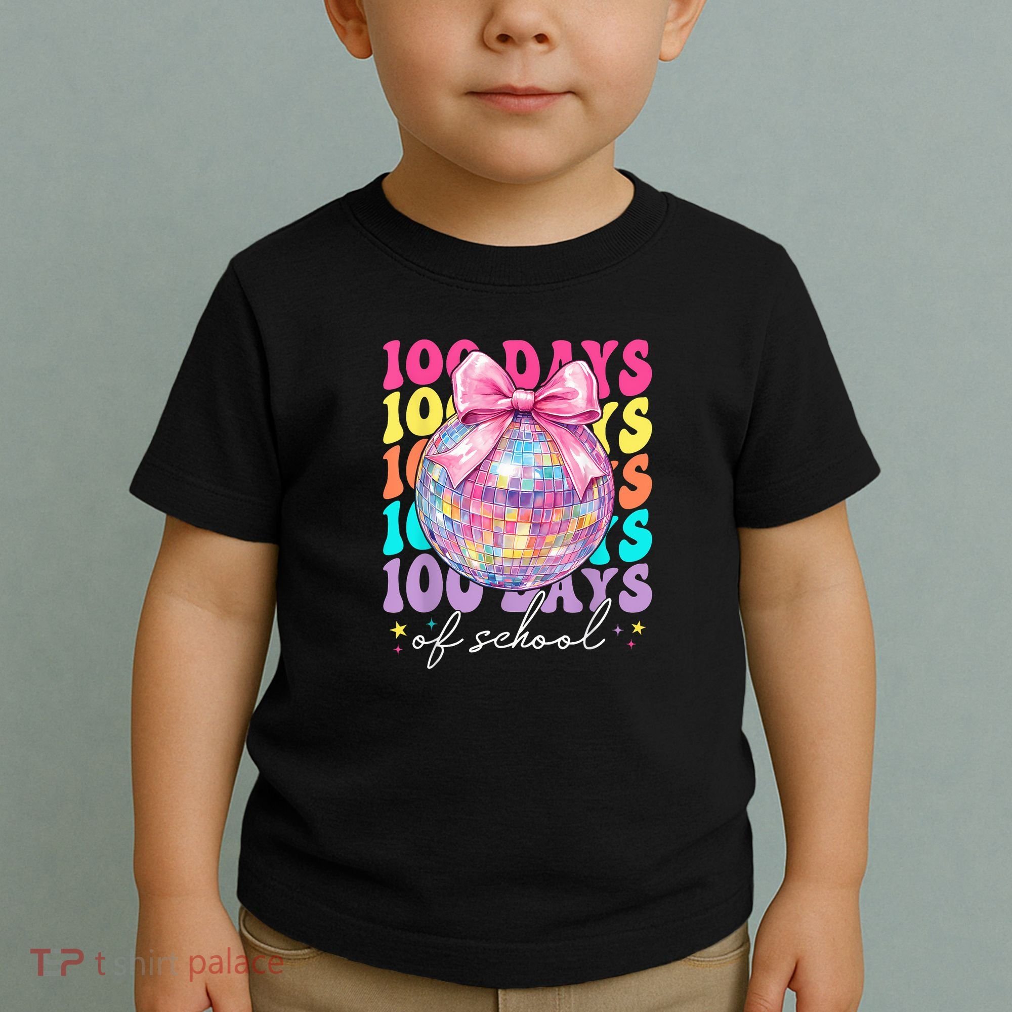 Groovy 100 Days Of School Disco Coquette Bow Teacher Toddler T-Shirt