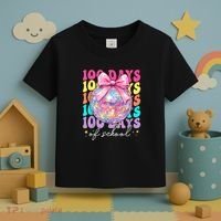 Groovy 100 Days Of School Disco Coquette Bow Teacher Toddler T-Shirt thumb 3
