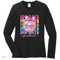 Groovy 100 Days Of School Disco Coquette Bow Teacher Women's Long Sleeve Shirt thumb 0
