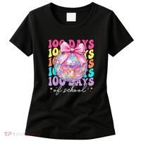 Groovy 100 Days Of School Disco Coquette Bow Teacher Women's T-Shirt thumb 0