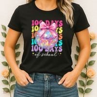Groovy 100 Days Of School Disco Coquette Bow Teacher Women's T-Shirt thumb 2