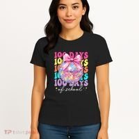 Groovy 100 Days Of School Disco Coquette Bow Teacher Women's T-Shirt thumb 4