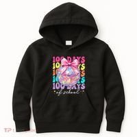 Groovy 100 Days Of School Disco Coquette Bow Teacher Kids Hoodie thumb 0