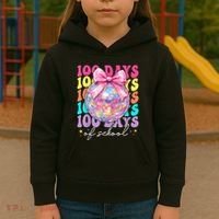 Groovy 100 Days Of School Disco Coquette Bow Teacher Kids Hoodie thumb 3
