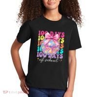 Groovy 100 Days Of School Disco Coquette Bow Teacher Kids T-Shirt thumb 2