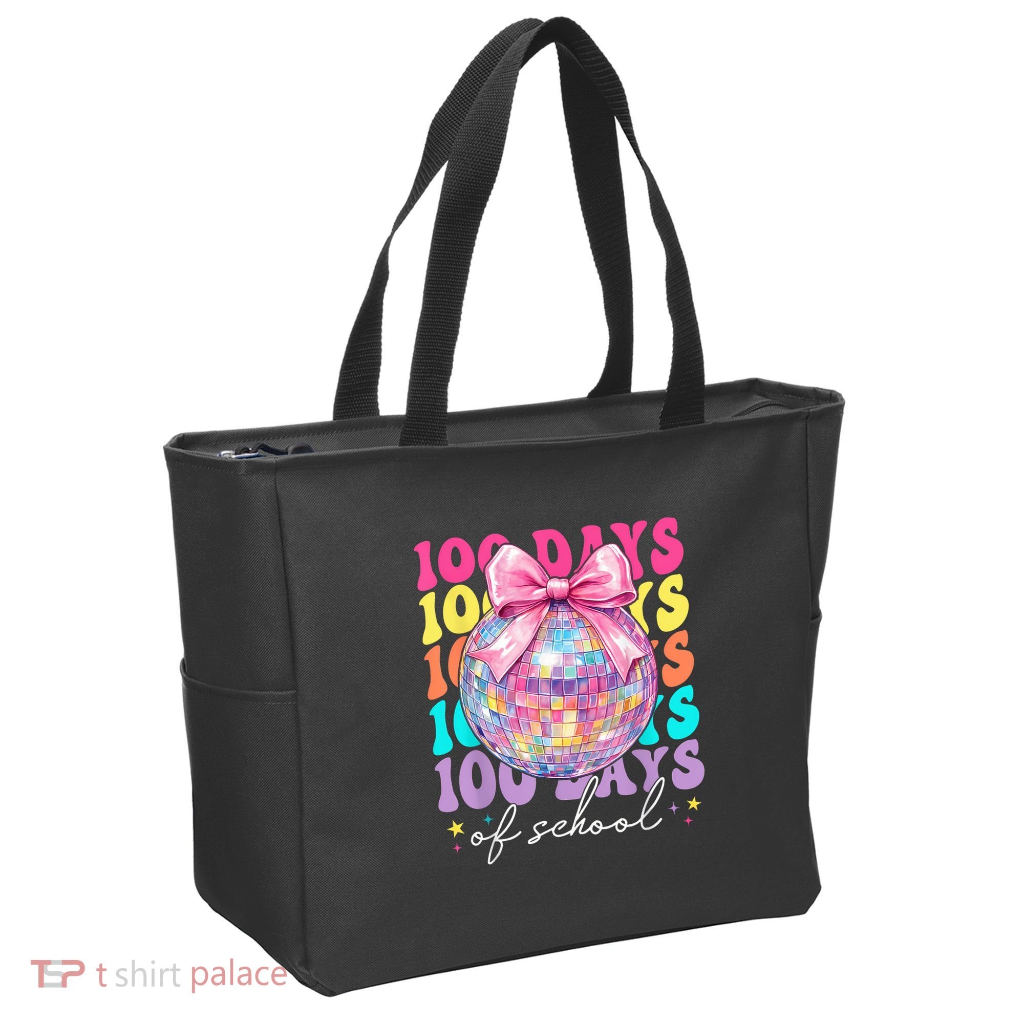 Groovy 100 Days Of School Disco Coquette Bow Teacher Tote Bag