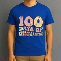Groovy 100 Days Of Kindergarten For Teacher Cute 100 Days Of Cool Gift T-Shirt thumb 3