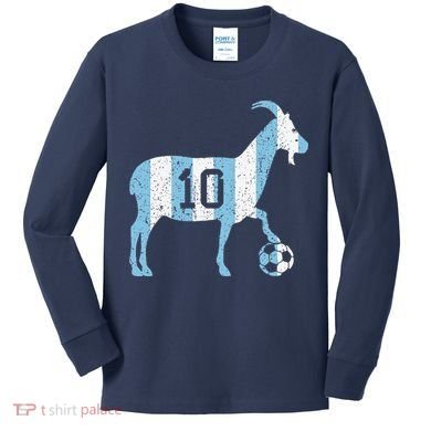 Goat 10 Funny Soccer Kids Long Sleeve Shirt