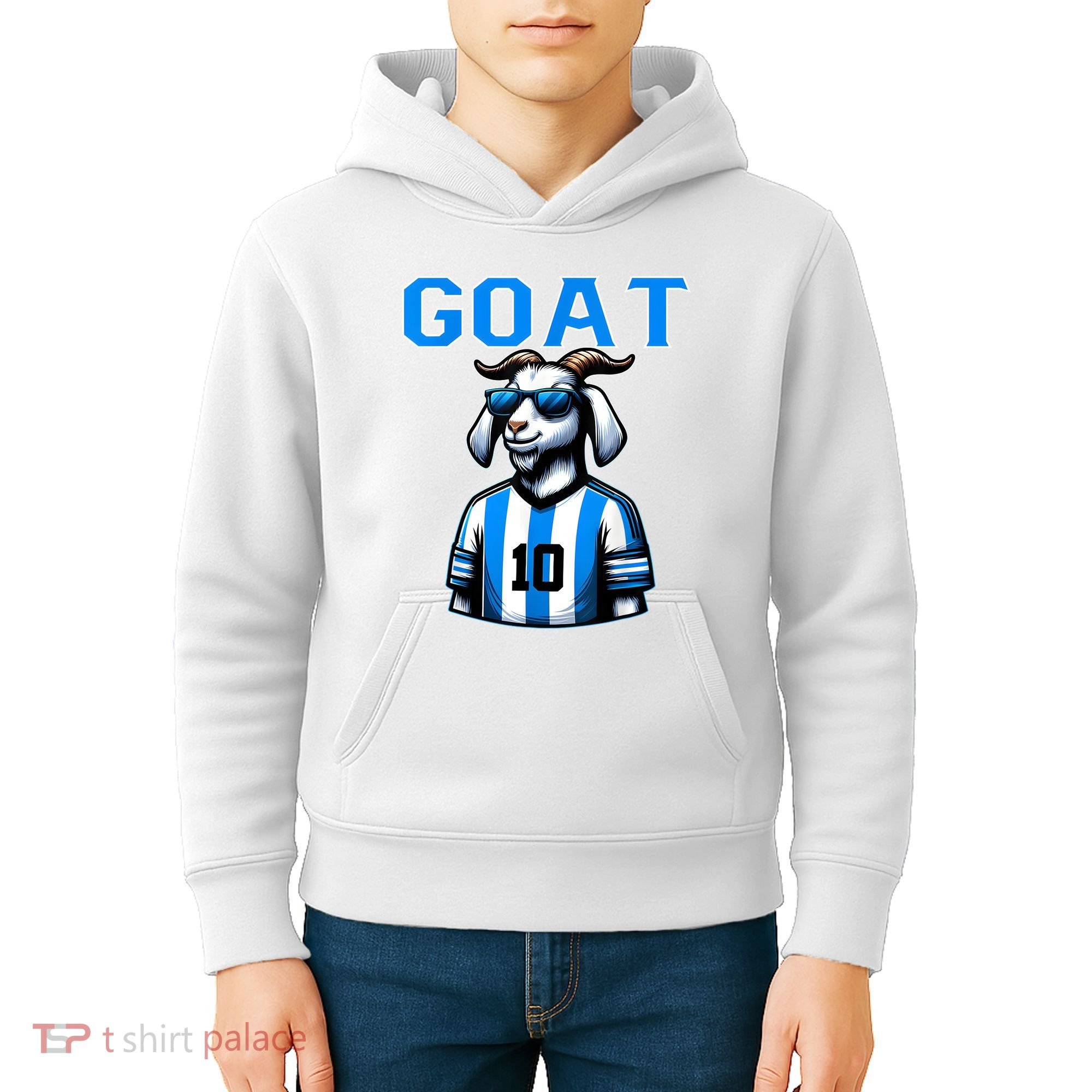 Goat 10 Funny Soccer Kids Hoodie
