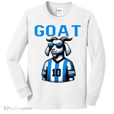 Goat 10 Funny Soccer Kids Long Sleeve Shirt