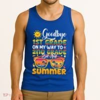 Goodbye 1st Grade Graduation To 2nd Grade Hello Summer Gift Tank Top thumb 3