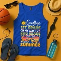 Goodbye 1st Grade Graduation To 2nd Grade Hello Summer Gift Tank Top thumb 4