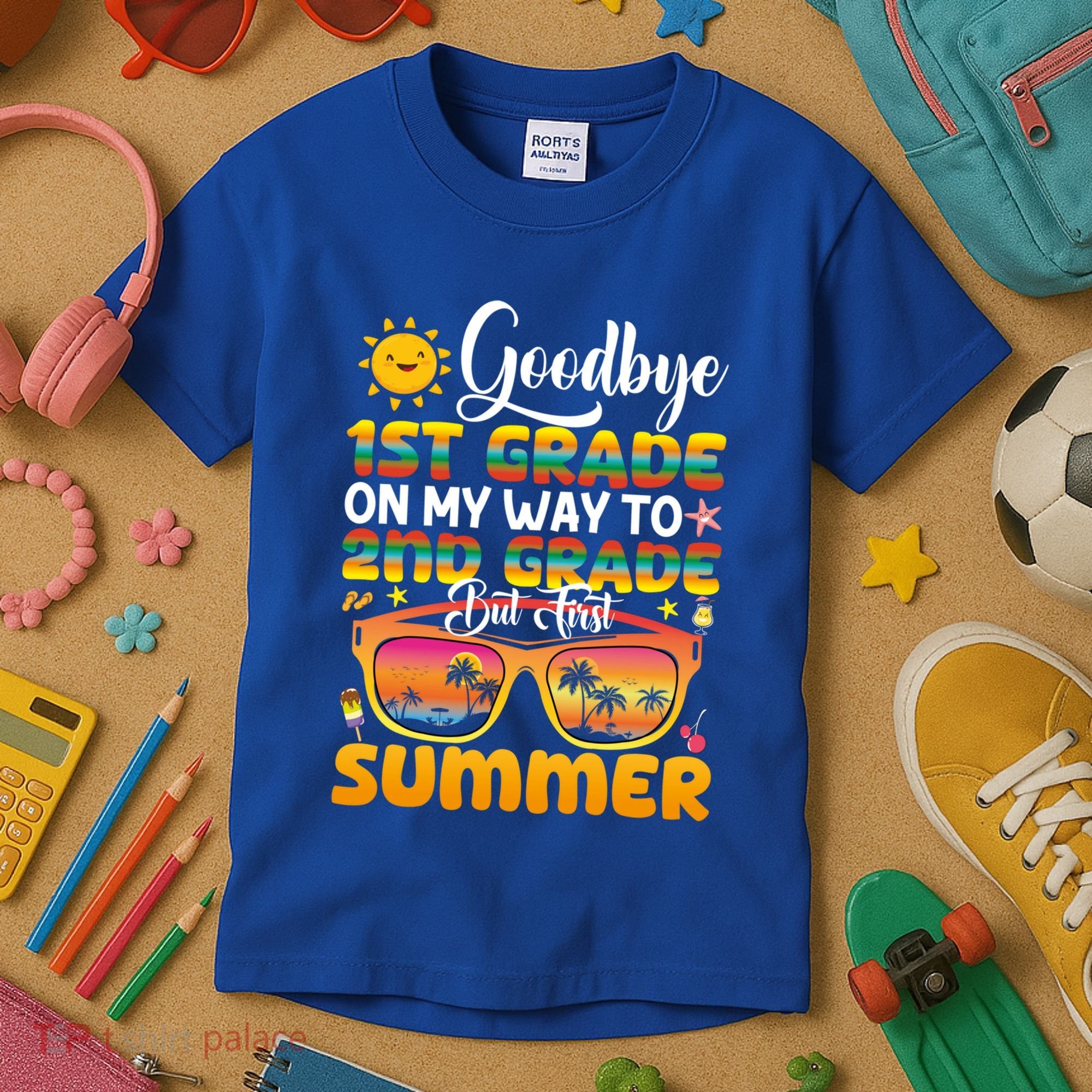 Goodbye 1st Grade Graduation To 2nd Grade Hello Summer Gift Kids T-Shirt
