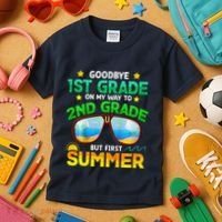 Goodbye 1st Grade Way To 2nd Grade First Summer Graduation Kids T-Shirt thumb 3