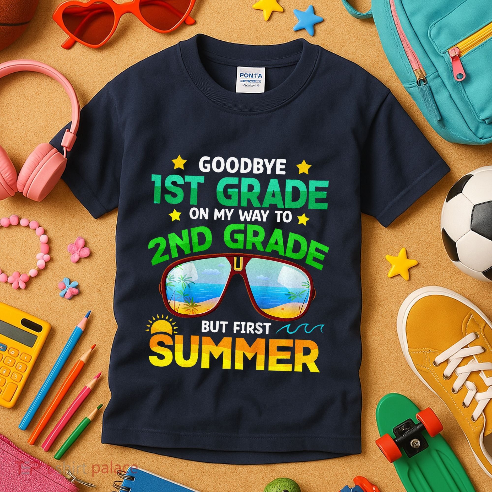 Goodbye 1st Grade Way To 2nd Grade First Summer Graduation Kids T-Shirt