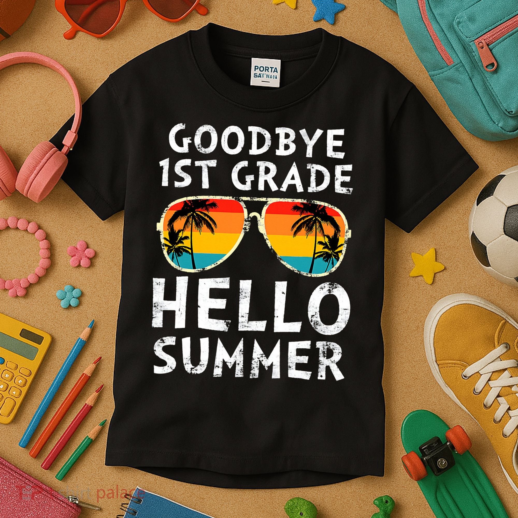 Goodbye 1st Grade Hello Summer Last Day Of School Kids T-Shirt