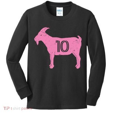 Goat 10 Miami Soccer Kids Long Sleeve Shirt