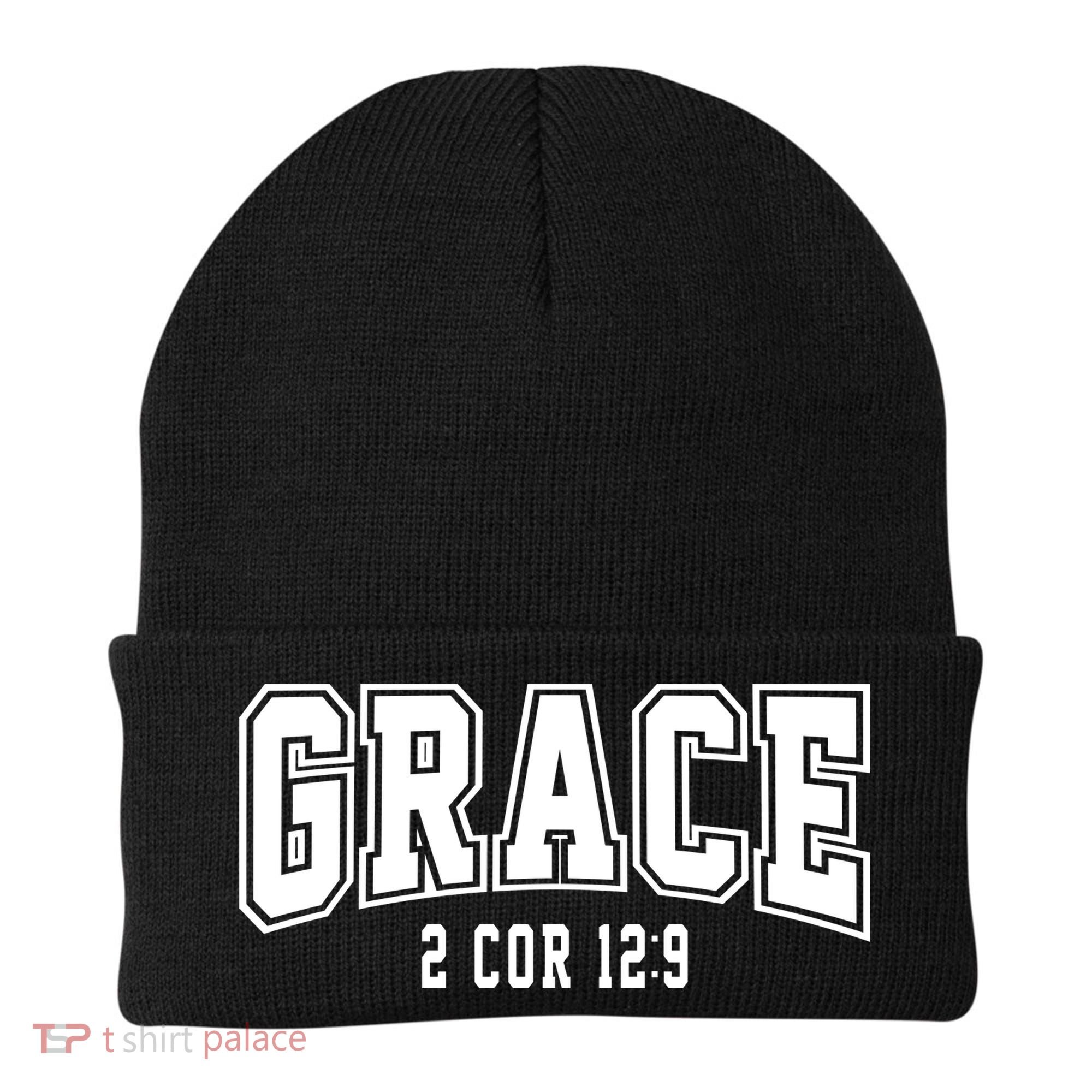 Grace 2 Core 12:9 Bible Verse Christian Beanie