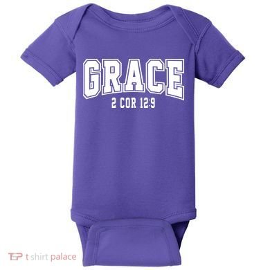 Grace 2 Core 12:9 Bible Verse Christian Baby Bodysuit
