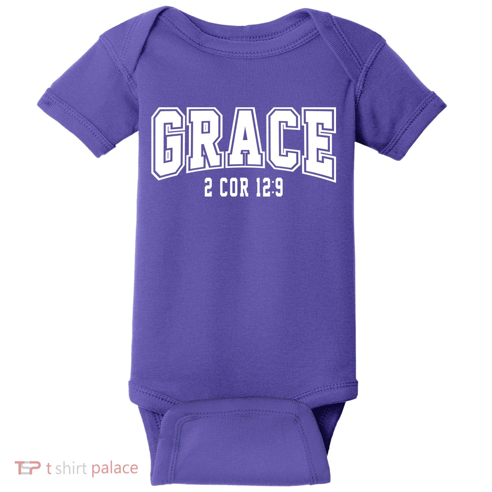 Grace 2 Core 12:9 Bible Verse Christian Baby Bodysuit