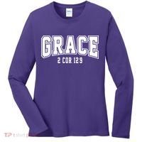 Grace 2 Core 12:9 Bible Verse Christian Women's Long Sleeve Shirt thumb 0