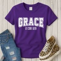 Grace 2 Core 12:9 Bible Verse Christian Women's T-Shirt thumb 3