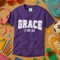Grace 2 Core 12:9 Bible Verse Christian Kids T-Shirt thumb 3