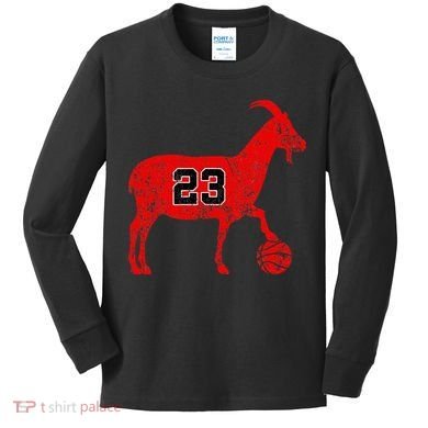 GOAT 23 Funny Basketball Kids Long Sleeve Shirt