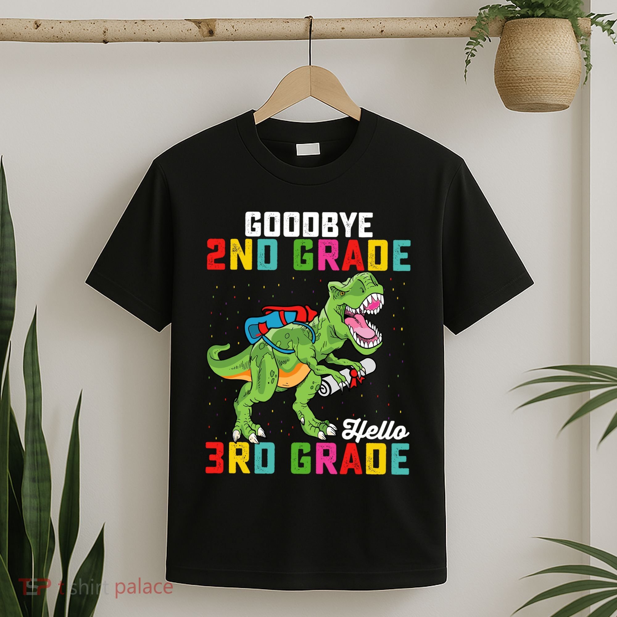 Goodbye 2nd Grade Hello 3rd Grade T Rex Last Day Of School T-Shirt