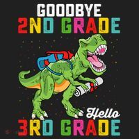 Goodbye 2nd Grade Hello 3rd Grade T Rex Last Day Of School Beanie thumb 2