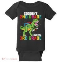 Goodbye 2nd Grade Hello 3rd Grade T Rex Last Day Of School Baby Bodysuit thumb 0