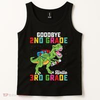 Goodbye 2nd Grade Hello 3rd Grade T Rex Last Day Of School Tank Top thumb 2