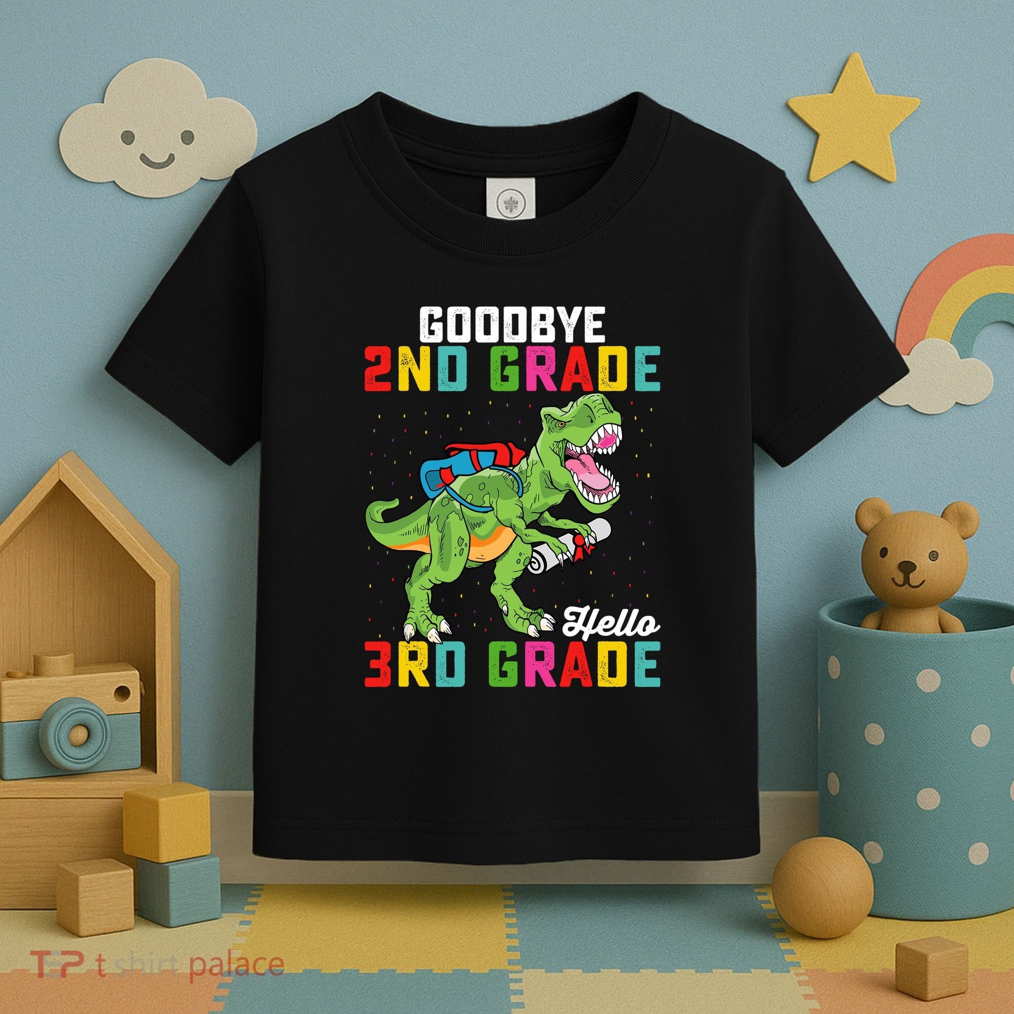 Goodbye 2nd Grade Hello 3rd Grade T Rex Last Day Of School Toddler T-Shirt