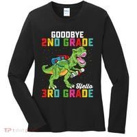 Goodbye 2nd Grade Hello 3rd Grade T Rex Last Day Of School Women's Long Sleeve Shirt thumb 0
