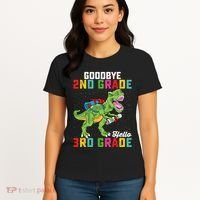 Goodbye 2nd Grade Hello 3rd Grade T Rex Last Day Of School Women's T-Shirt thumb 4