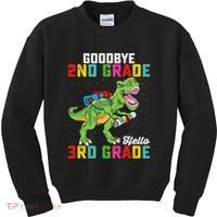 Goodbye 2nd Grade Hello 3rd Grade T Rex Last Day Of School Kids Sweatshirt thumb 0