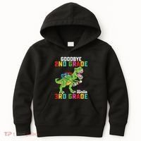 Goodbye 2nd Grade Hello 3rd Grade T Rex Last Day Of School Kids Hoodie thumb 0