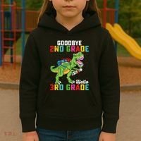 Goodbye 2nd Grade Hello 3rd Grade T Rex Last Day Of School Kids Hoodie thumb 3