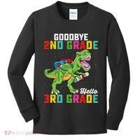Goodbye 2nd Grade Hello 3rd Grade T Rex Last Day Of School Kids Long Sleeve Shirt thumb 0