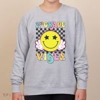 Girl 2nd Grade Vibes Smile Face Back To School Second Grade Women's Sweatshirt thumb 0