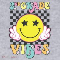 Girl 2nd Grade Vibes Smile Face Back To School Second Grade Women's Sweatshirt thumb 2