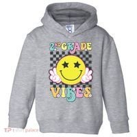 Girl 2nd Grade Vibes Smile Face Back To School Second Grade Toddler Hoodie thumb 0
