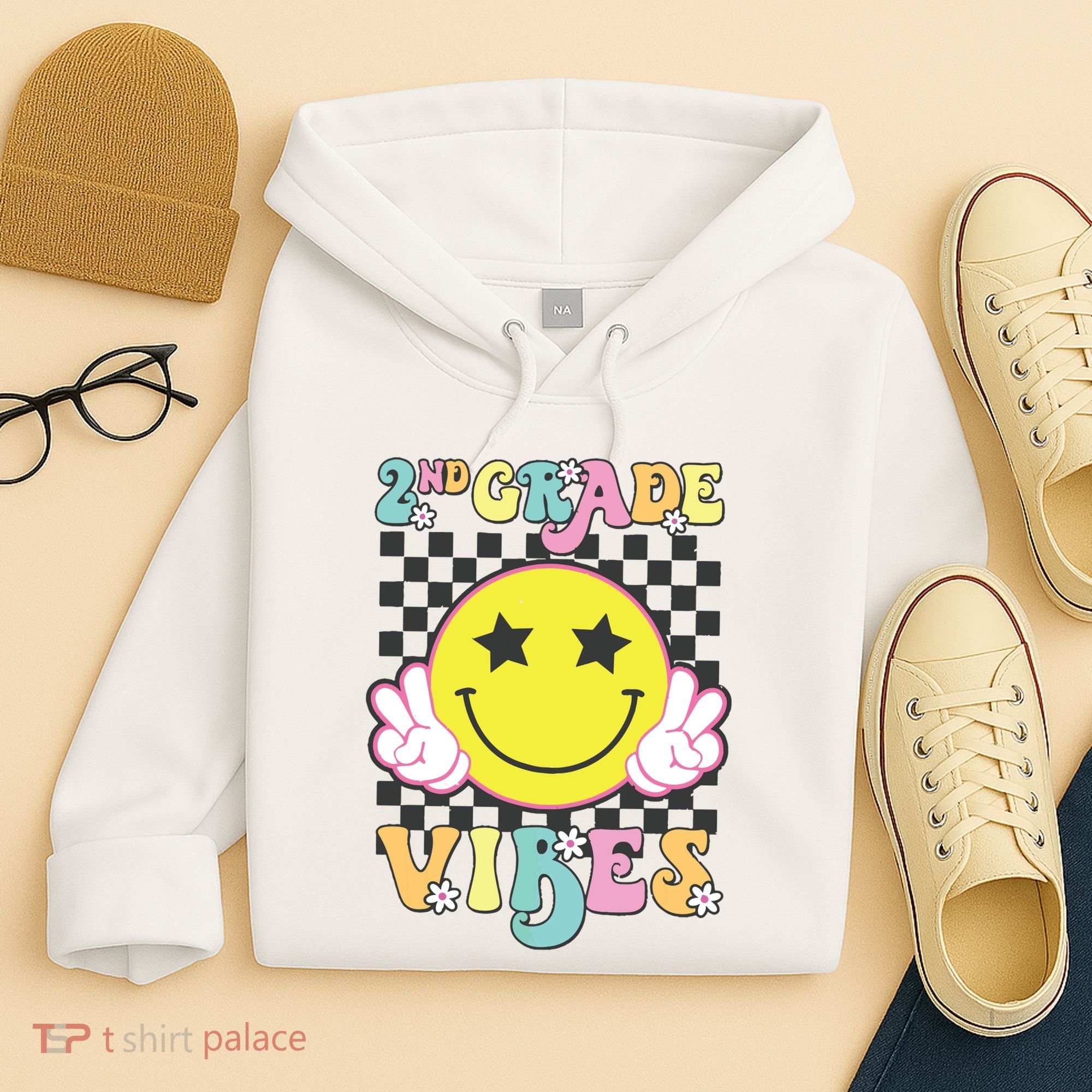 Girl 2nd Grade Vibes Smile Face Back To School Second Grade Hoodie